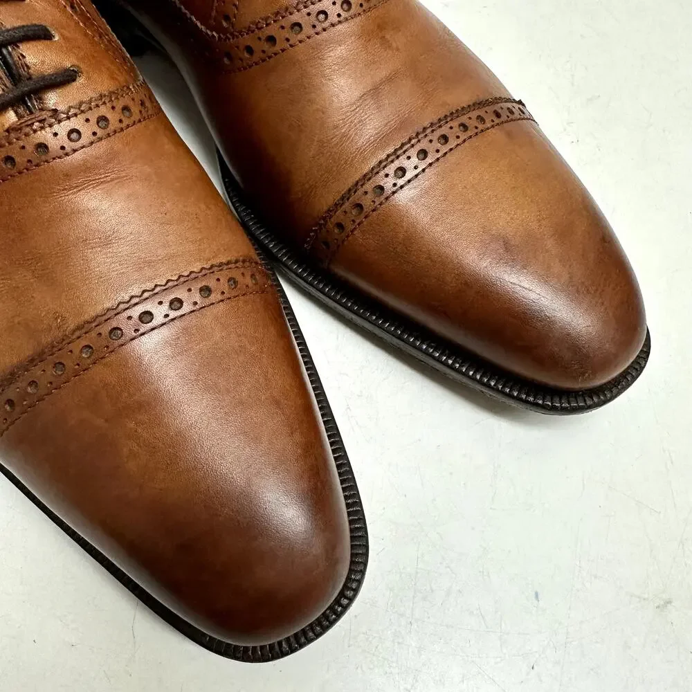 VERY GOOD Magnanni Brown Oxford Cap Toe Bal Made in Spain UK 7.5 / US 8 - Picture 5 of 11